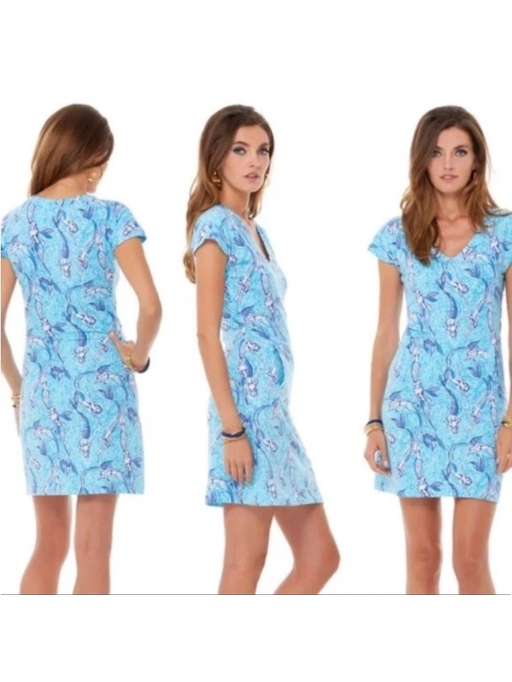 Lilly Pulitzer Hayley Spa Blue French Terry Mermaid Nice Tail Dress Medium RARE